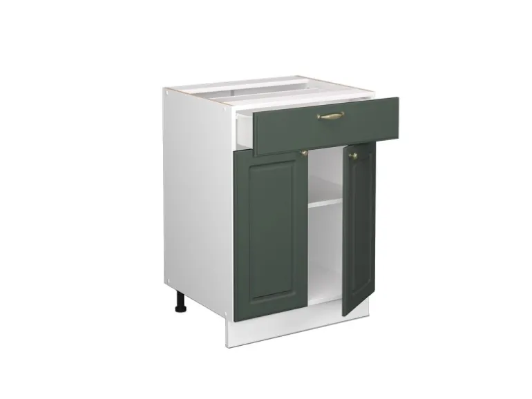Vicco Badschrank Fame-Line Grün-Gold Landhaus/Weiß 60 x 82 cm mit Schublade ohne Arbeitsplatte