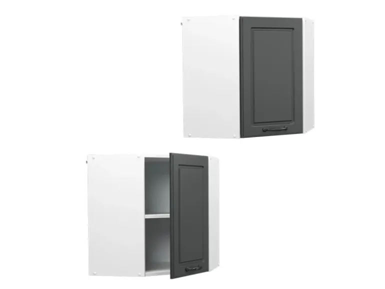 Vicco Eckhängeschrank R-Line Küchen-Eckschrank Anthrazit Landhaus/Weiß 57 cm