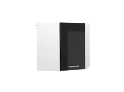 Vicco Eckhängeschrank R-Line Küchen-Eckschrank Schwarz Hochglanz/Weiß 57 cm