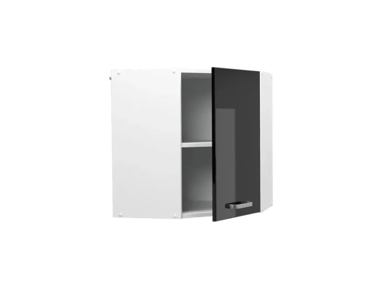Vicco Eckhängeschrank R-Line Küchen-Eckschrank Schwarz Hochglanz/Weiß 57 cm