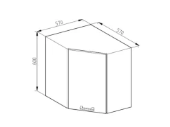 Vicco Eckhängeschrank R-Line Küchen-Eckschrank Weiß Hochglanz/Weiß 57 cm