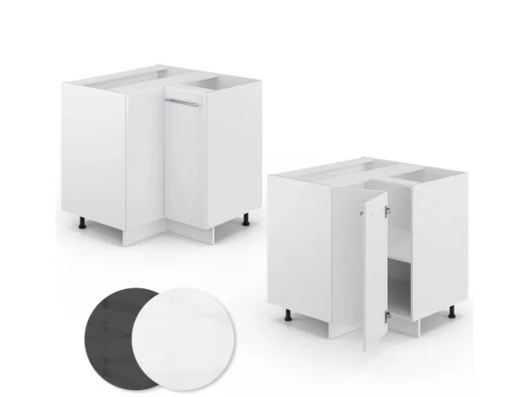 Vicco Eckunterschrank Fame-Line Weiß Hochglanz/Weiß 81 cm ohne Arbeitsplatte