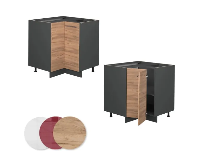 Vicco Eckunterschrank Fame-Line Goldkraft Eiche/Anthrazit 81 cm AP Eiche
