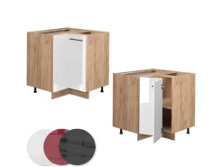 Vicco Eckunterschrank Fame-Line Weiß Hochglanz/Goldkraft Eiche 81 cm ohne Arbeitsplatte