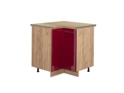 Vicco Eckunterschrank Fame-Line Bordeaux Hochglanz/Goldkraft Eiche 81 cm AP Eiche