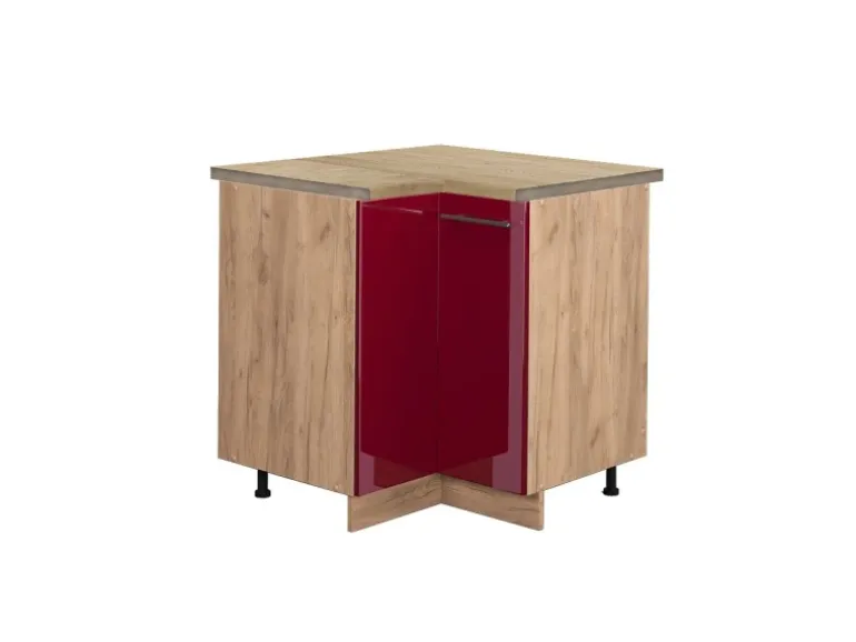 Vicco Eckunterschrank Fame-Line Bordeaux Hochglanz/Goldkraft Eiche 81 cm AP Eiche