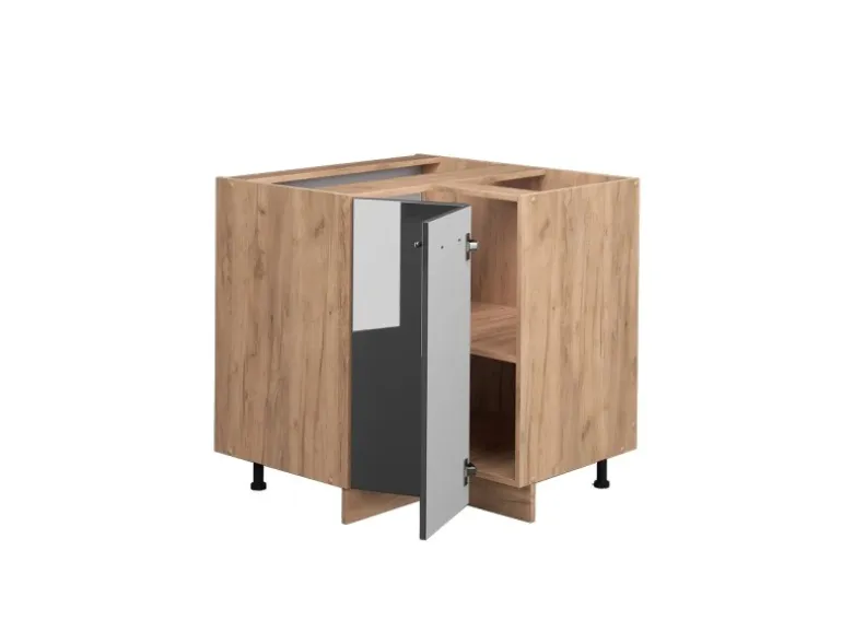 Vicco Eckunterschrank Fame-Line Anthrazit Hochglanz/Goldkraft Eiche 81 cm AP Marmor