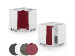 Vicco Eckunterschrank Fame-Line Bordeaux Hochglanz/Weiß 81 cm AP Anthrazit