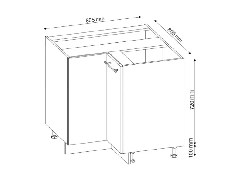 Vicco Eckunterschrank Fame-Line Bordeaux Hochglanz/Anthrazit 81 cm AP Anthrazit