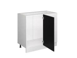 Vicco Eckunterschrank R-Line Küchen Eckschrank Schwarz Hochglanz/Weiß 86 cm AP Eiche