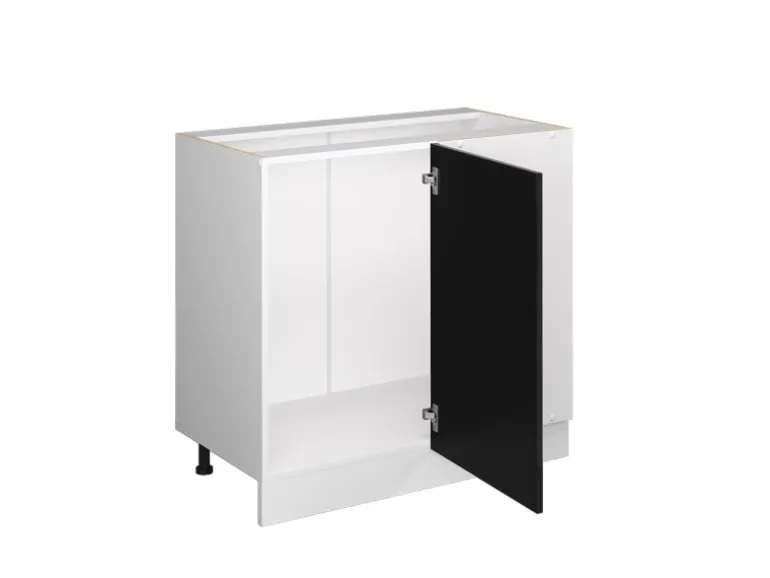 Vicco Eckunterschrank R-Line Küchen Eckschrank Schwarz Hochglanz/Weiß 86 cm AP Eiche