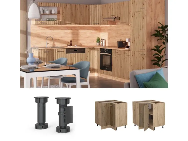 Vicco Eckunterschrank R-Line Artisan-Eiche/Goldkraft Eiche 76 cm ohne Arbeitsplatte