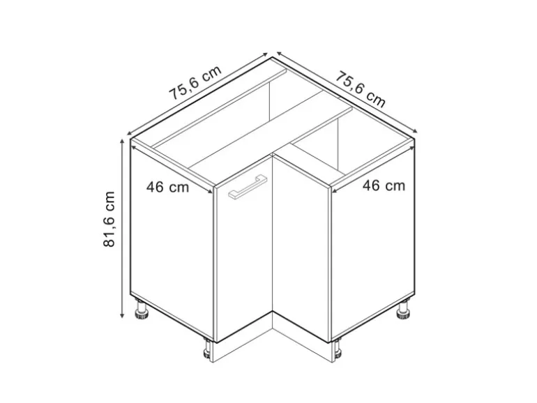 Vicco Eckunterschrank R-Line Bordeaux Hochglanz/Weiß 76 cm ohne Arbeitsplatte