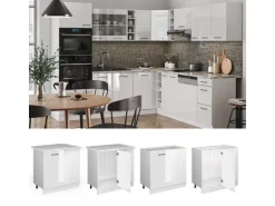 Vicco Eckunterschrank R-Line Weiß Hochglanz/Weiß 86 cm ohne Arbeitsplatte