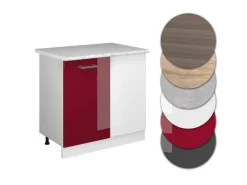 Vicco Eckunterschrank R-Line Bordeaux Hochglanz/Weiß 86 cm AP Marmor