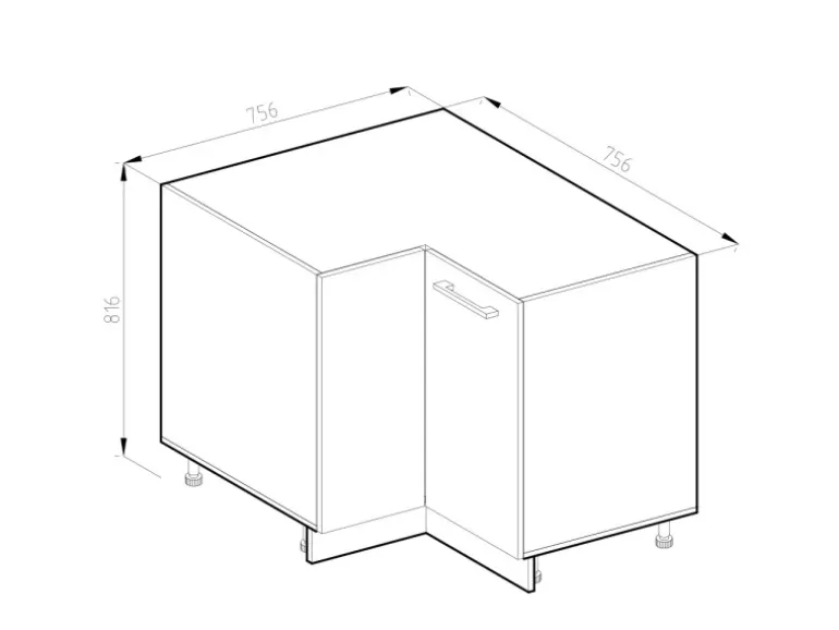 Vicco Eckunterschrank R-Line Weiß Landhaus/Weiß 76 cm ohne Arbeitsplatte