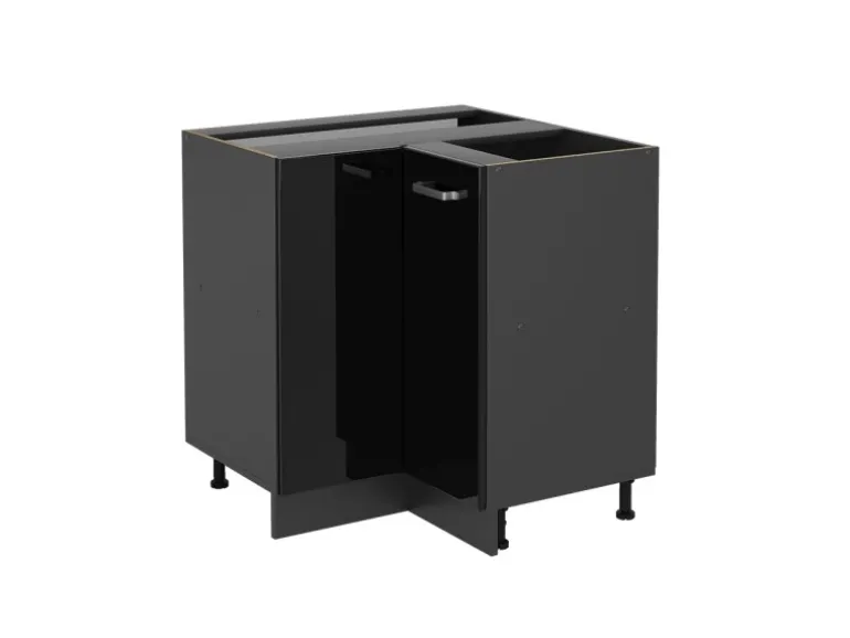 Vicco Eckunterschrank R-Line Schwarz Hochglanz/Anthrazit 76 cm ohne Arbeitsplatte