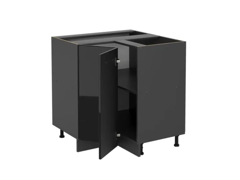 Vicco Eckunterschrank R-Line Schwarz Hochglanz/Anthrazit 76 cm ohne Arbeitsplatte
