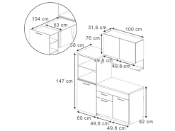 Vicco Egbert Küchenzeile Anthrazit 160 cm mit Ausziehbarem TischEgbert ohne E-Geräte