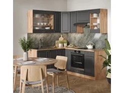 Vicco Fame-Line Eckküche Anthrazit Landhaus/Goldkraft Eiche 160 x 190 cm AP Anthrazit ohne E-Geräte