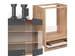 Vicco Fame-Line Eckküche Anthrazit Landhaus/Goldkraft Eiche 160 x 190 cm AP Anthrazit ohne E-Geräte