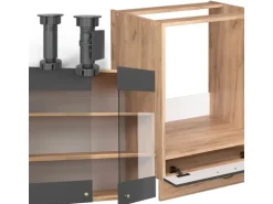 Vicco Fame-Line Eckküche Anthrazit Landhaus/Goldkraft Eiche 227 x 287 cm AP Eiche ohne E-Geräte