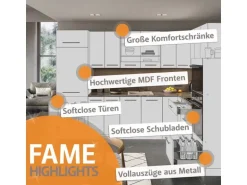 Vicco Fame-Line Eckküche Anthrazit Landhaus/Goldkraft Eiche 160 x 190 cm AP Marmor ohne E-Geräte