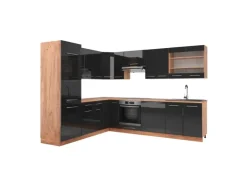 Vicco Fame-Line Eckküche Anthrazit Hochglanz/Goldkraft Eiche 227 x 287 cm AP Eiche ohne E-Geräte