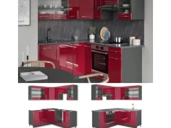 Vicco Fame-Line Eckküche Bordeaux Hochglanz/Anthrazit 160 x 190 cm AP Anthrazit ohne E-Geräte