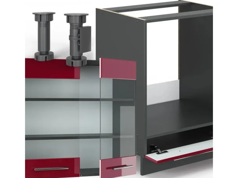 Vicco Fame-Line Eckküche Bordeaux Hochglanz/Anthrazit 160 x 190 cm AP Anthrazit ohne E-Geräte