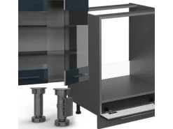 Vicco Fame-Line Eckküche Dunkelblau Hochglanz/Anthrazit 257 x 60 cm ohne Arbeitsplatte ohne E-Geräte