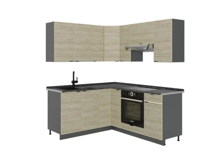 Vicco Fame-Line Eckküche Eiche Paneel/Anthrazit 160 x 190 cm AP Anthrazit ohne E-Geräte