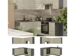 Vicco Fame-Line Eckküche Eiche Paneel/Anthrazit 160 x 190 cm AP Anthrazit ohne E-Geräte