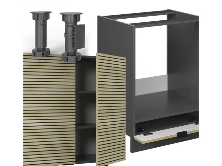 Vicco Fame-Line Eckküche Eiche Paneel/Anthrazit 160 x 190 cm AP Anthrazit ohne E-Geräte
