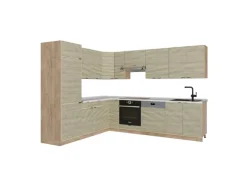 Vicco Fame-Line Eckküche Eiche Paneel/Goldkraft Eiche 227 x 287 cm AP Marmor ohne E-Geräte
