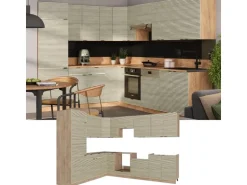 Vicco Fame-Line Eckküche Eiche Paneel/Goldkraft Eiche 227 x 287 cm AP Marmor ohne E-Geräte