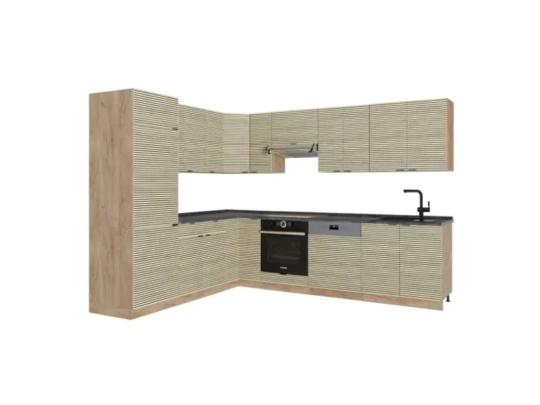 Vicco Fame-Line Eckküche Eiche Paneel/Goldkraft Eiche 227 x 287 cm AP Anthrazit ohne E-Geräte