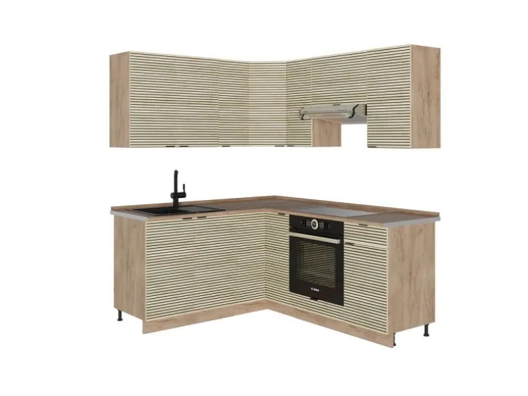 Vicco Fame-Line Eckküche Eiche Paneel/Goldkraft Eiche 160 x 190 cm AP Eiche ohne E-Geräte