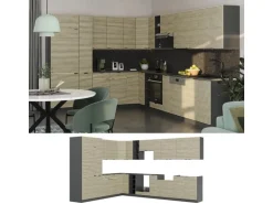 Vicco Fame-Line Eckküche Eiche Paneel/Anthrazit 347 x 257 cm AP Eiche ohne E-Geräte