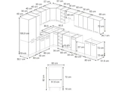 Vicco Fame-Line Eckküche Eiche Paneel/Anthrazit 347 x 257 cm AP Eiche ohne E-Geräte