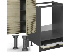 Vicco Fame-Line Eckküche Eiche Paneel/Anthrazit 347 x 257 cm AP Eiche ohne E-Geräte