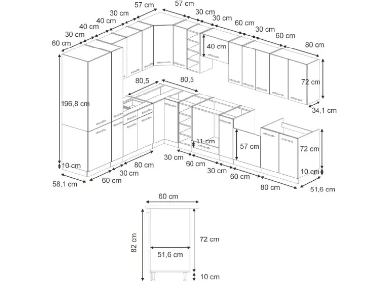 Vicco Fame-Line Eckküche Eiche Paneel/Anthrazit 347 x 257 cm AP Anthrazit ohne E-Geräte
