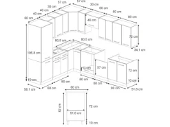 Vicco Fame-Line Eckküche Eiche Paneel/Anthrazit 227 x 287 cm AP Eiche ohne E-Geräte