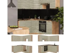 Vicco Fame-Line Eckküche Eiche Paneel/Goldkraft Eiche 160 x 60 cm ohne Arbeitsplatte ohne E-Geräte