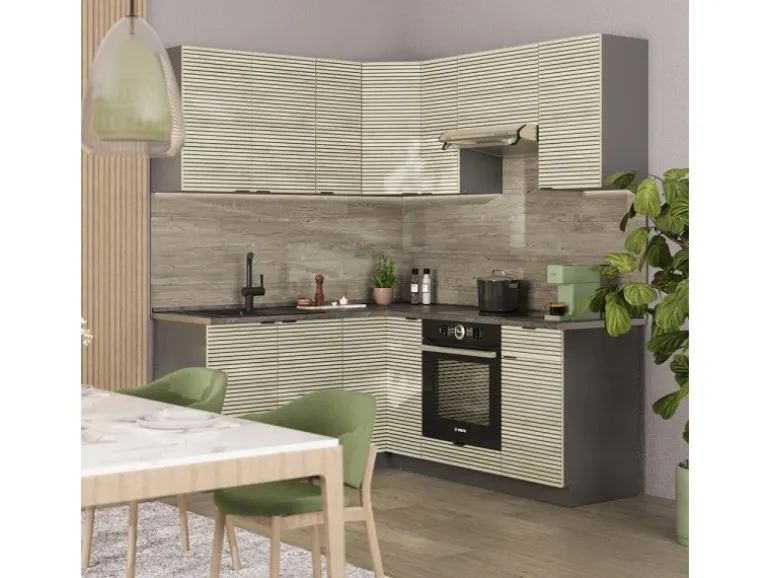 Vicco Fame-Line Eckküche Eiche Paneel/Anthrazit 160 x 190 cm AP Eiche ohne E-Geräte