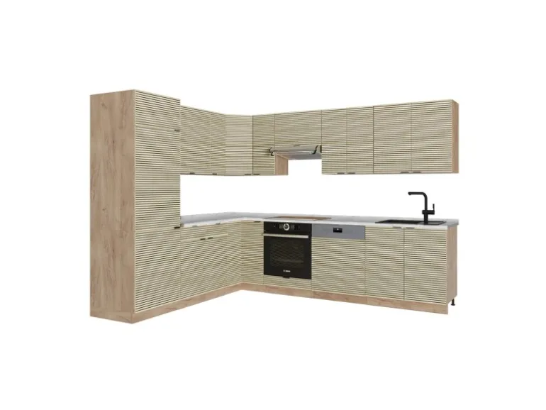 Vicco Fame-Line Eckküche Eiche Paneel/Goldkraft Eiche 227 x 60 cm ohne Arbeitsplatte ohne E-Geräte