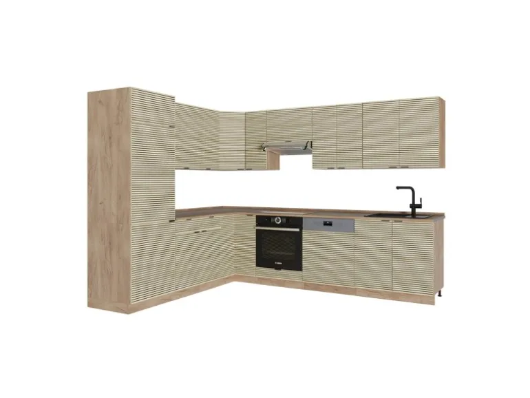 Vicco Fame-Line Eckküche Eiche Paneel/Goldkraft Eiche 227 x 287 cm AP Eiche ohne E-Geräte