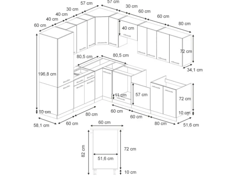 Vicco Fame-Line Eckküche Eiche Paneel/Goldkraft Eiche 227 x 287 cm AP Eiche ohne E-Geräte