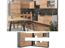 Vicco Fame-Line Eckküche Goldkraft Eiche/Anthrazit 347 x 257 cm AP Eiche ohne E-Geräte