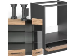 Vicco Fame-Line Eckküche Goldkraft Eiche/Anthrazit 227 x 287 cm AP Marmor ohne E-Geräte